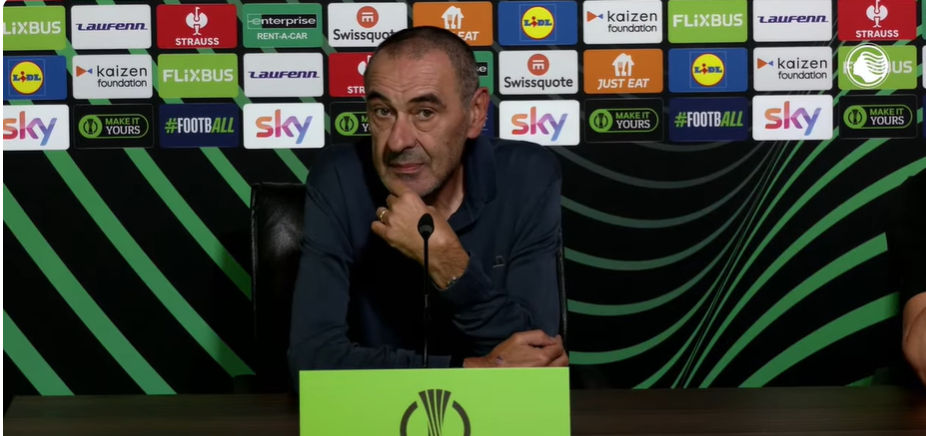 Sarri: “Con il Pafos partita dura. Scalvini? Non è infortunato gravemente ma…”